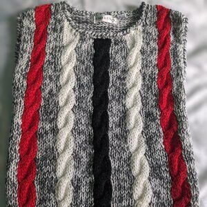 Sweater-Vintage. Uno & Una vest sweater. Size M. Red, Grey, White and Bl…